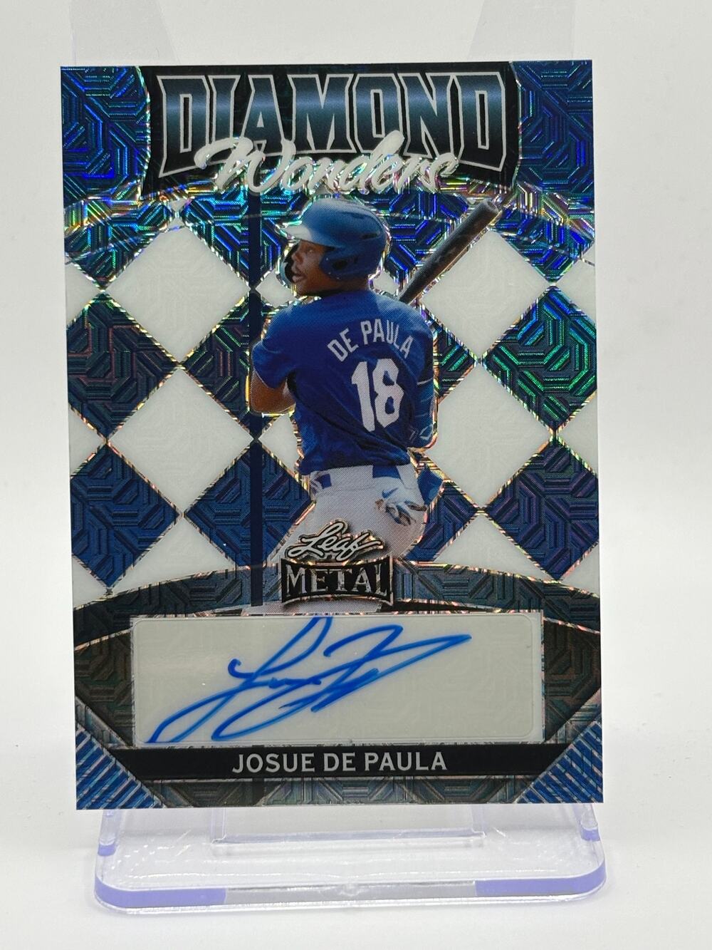 2024 Leaf Metal Baseball Josue De Paula Diamond Wonders Blue Auto 5/7 SP Dodgers